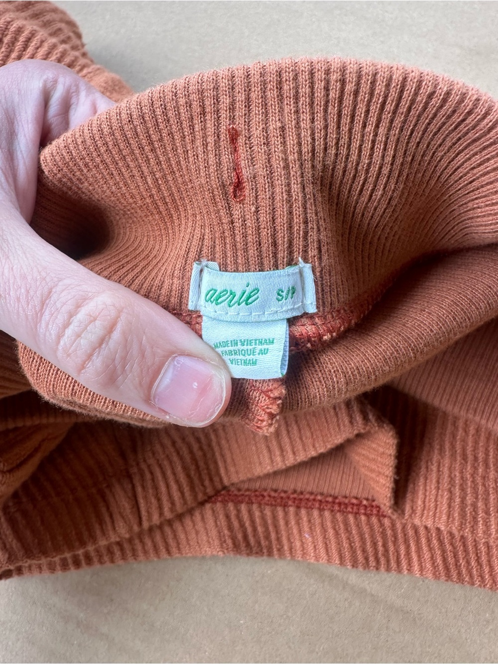 aerie Ribbed Drawstring Shorts in Terracotta - Picture 2 of 3